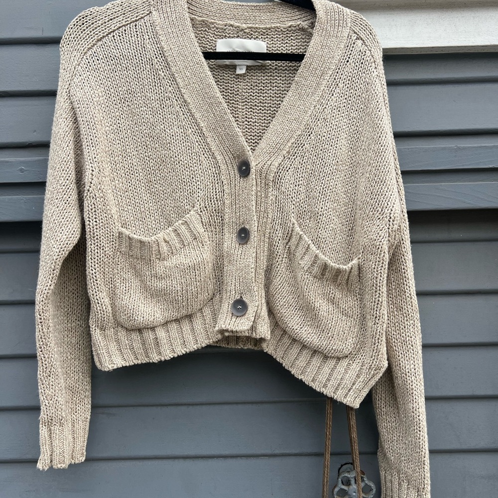 Brochu Walker Tan Cardigan with Pockets
